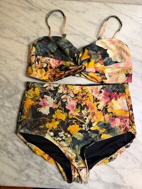 Albion Rosalia Braid Bandeau top with ruched high waisted Bikini bottoms